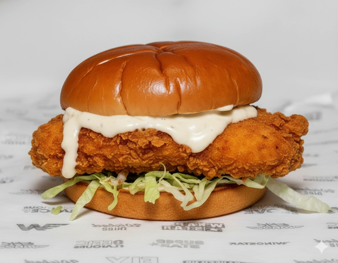 Fried chicken fillet burger